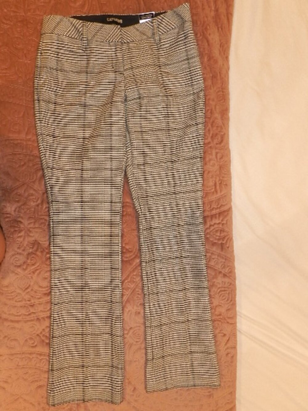 NWT Express Columnist Barely Boot Houndstooth Plaid Pants Size 2P
